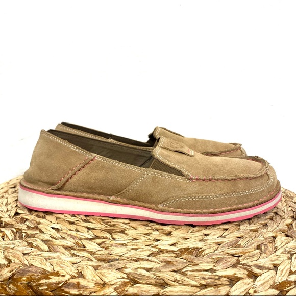 Ariat cruise leather suede slip on tan pink women’s 9 - Picture 1 of 8